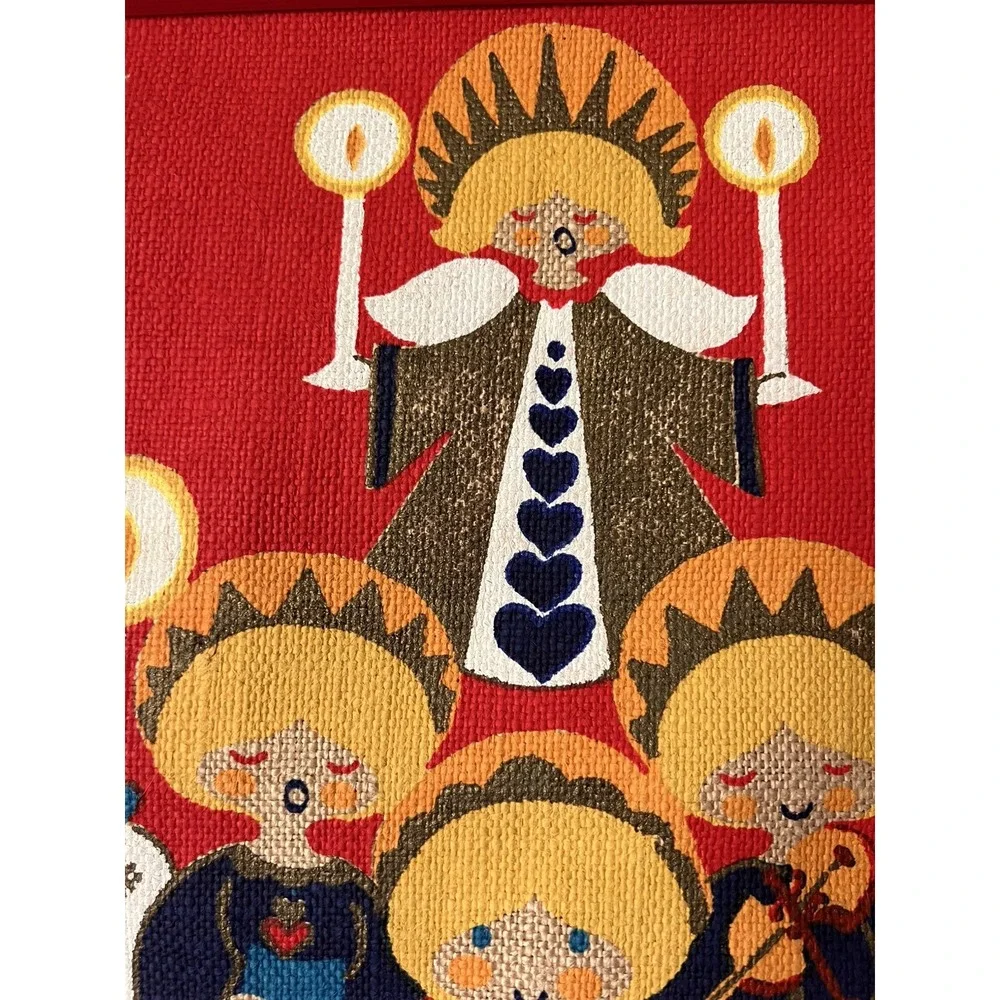 Mid Century Christmas Wall Hanging Angels w Candles Sodahl Denmark/Danish MCM